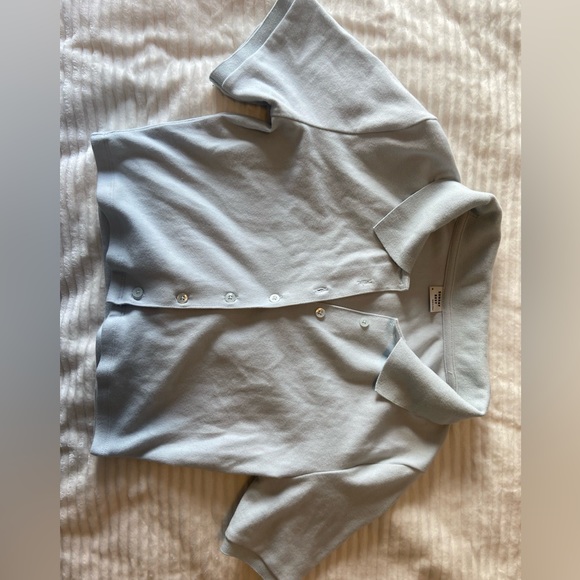 Sunday Best Crop Collared top in baby blue - Picture 5 of 5